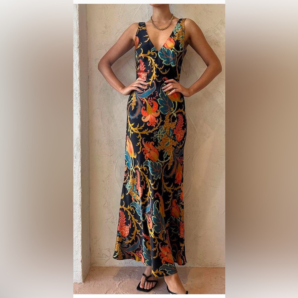 Floral Deschamps Nwot Print Maxi Dress - Size Small